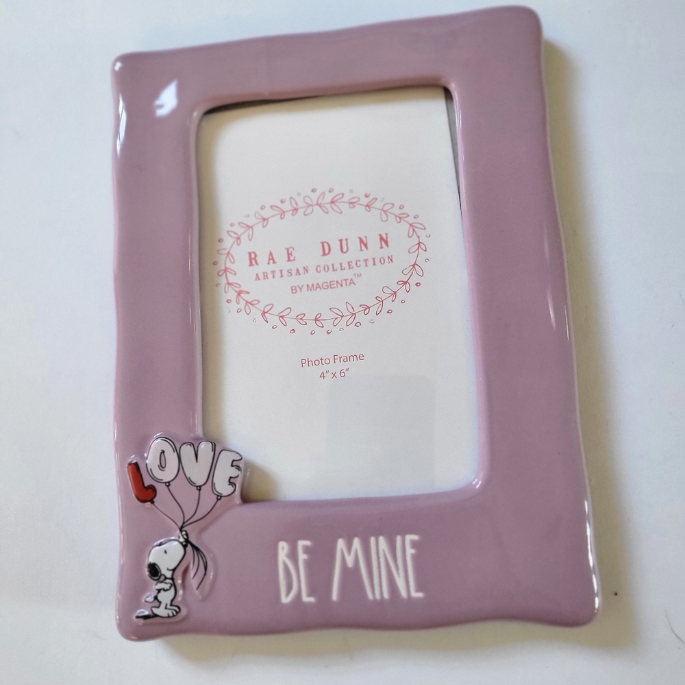 Rae Dunn Pink "Be Mine" Peanuts Snoopy Valentine Photo Frame